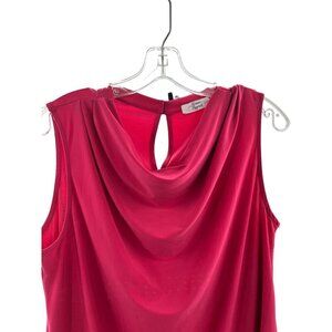 Beacon Apparel Cowl Neck Sleeveless Fuchsia Blouse Size Large Keyhole Back